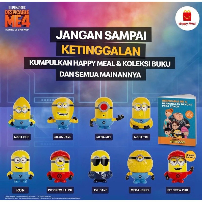 Minion Happy Meal McD 2024 Despicable Me 4 McDonald’s / Happy Meal Mcd Mcdonald Minions Despicable M