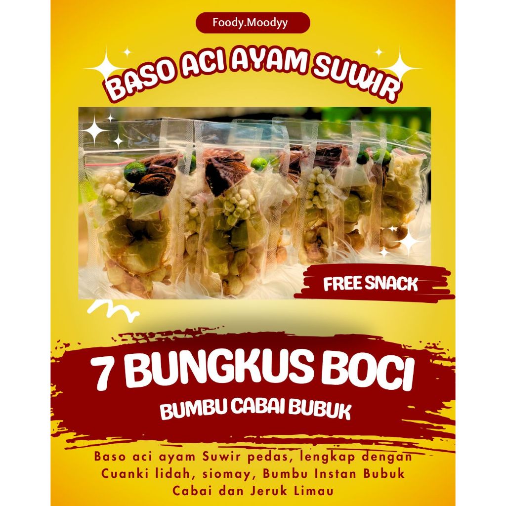 

Baso Aci Ayam Suwir 7pcs Makanan Pedas Kuah Hotpot Instan Food