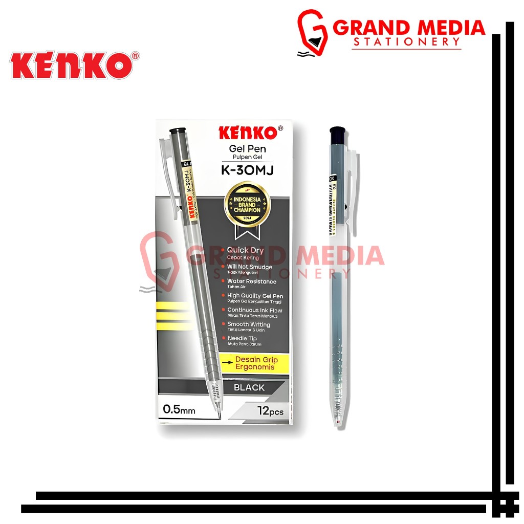 

[GRAND MEDIA] BALLPOINT / PENA / PULPEN GEL KENKO K-30MJ HITAM / 1PCS