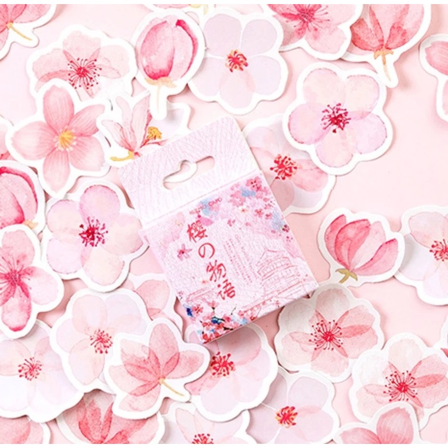 

STICKERSTOCK 45Pcs SAKURA Deco Sticker DIY Scrapbook Stiker Jurnal Dekorasi Diary Kotak