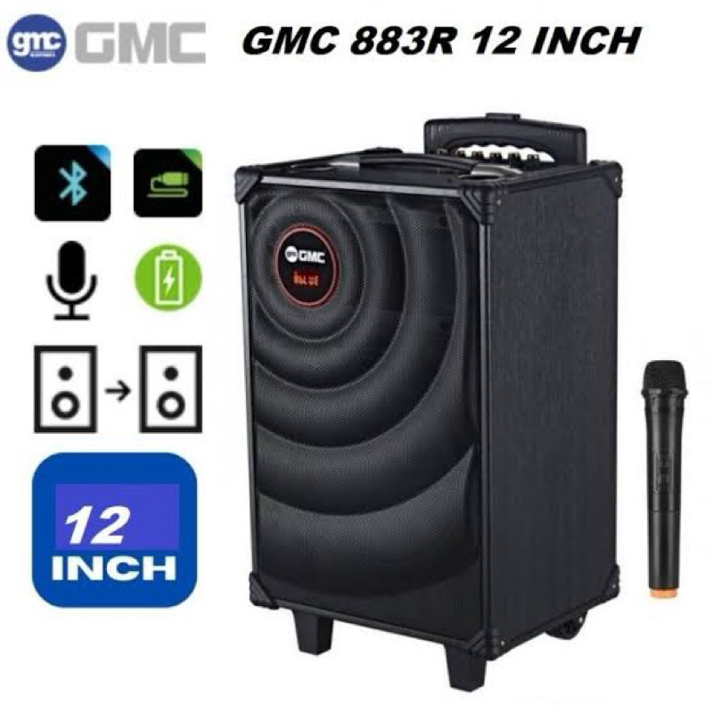 GMC 883R Speaker Portable Bluetooth Ukuran 12 Inch + Mic Wireles 1pcs/speaker gmc 12 inch terbaru ty