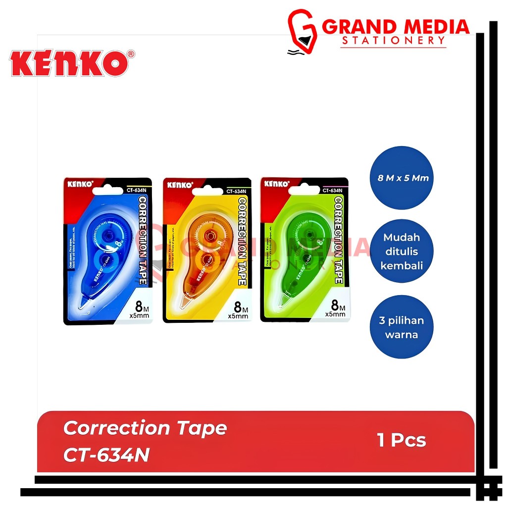 

[GRAND MEDIA] PITA KOREKSI / TIP-EX / TIP-X / CORRECTION TAPE KENKO CT-634N