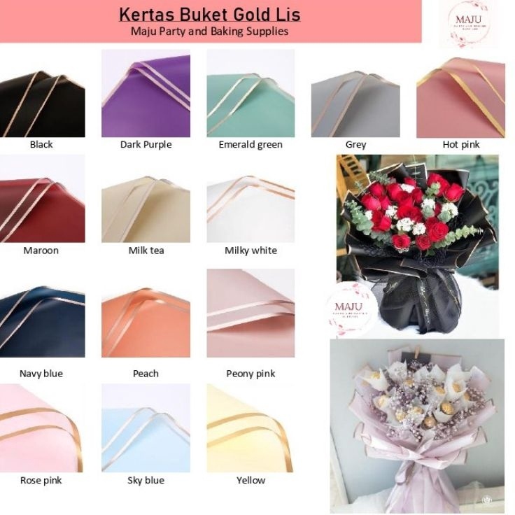 

Get Surprise 2 lembar Kertas Buket List Emas Gold list Flower Wrapping Kertas Bunga Flower Paper Cellophane Paper