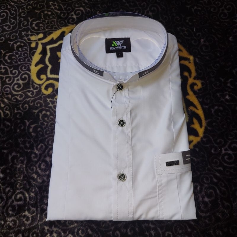 Koko Lengan PENDEK putih Al-Wafa bahan Katun / Koko Al-Wafa Lengan Pendek