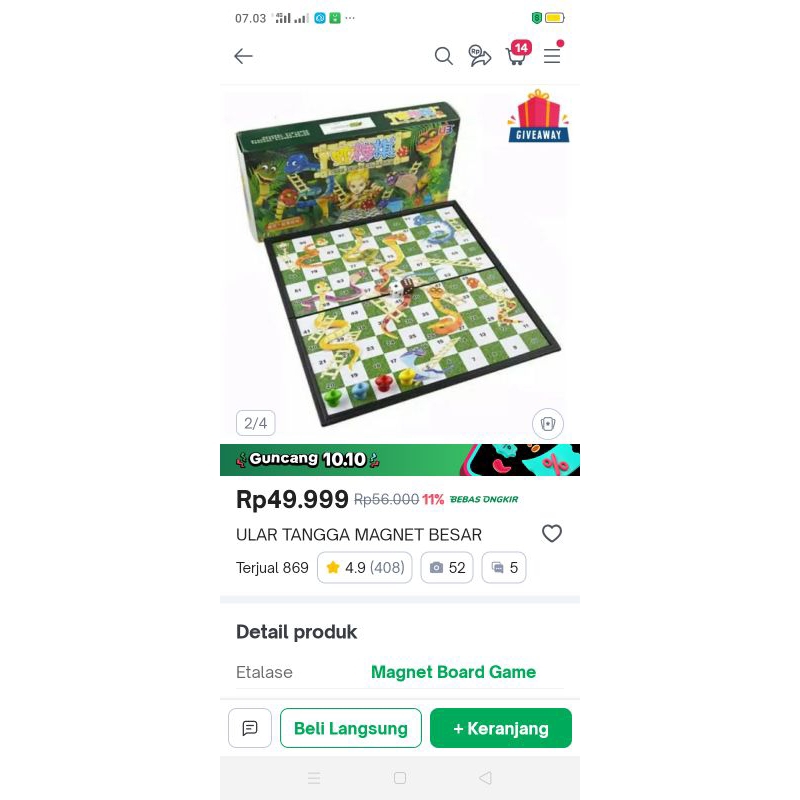 Preloved Mainan Ular Tangga Magnet