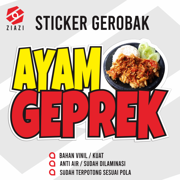 

Stikcer Gerobak, Sticker Etalase, Sticker Kaca, Sticker Nama Usaha, Sticker Ayam Geprek, Sticker Custom, Sticker Full Colour