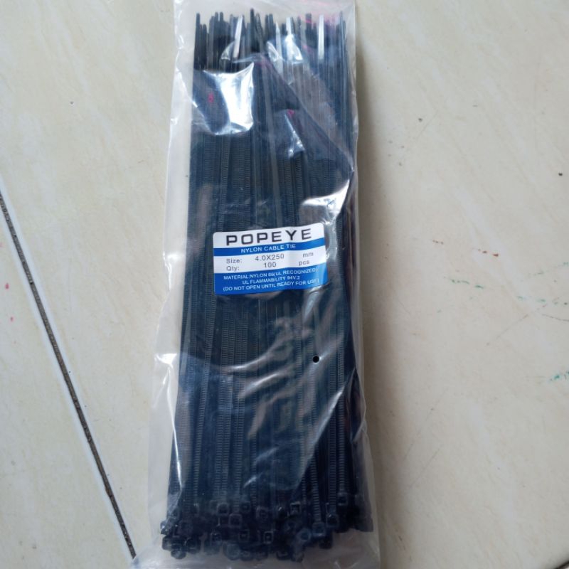 

KABEL TIS 4X250MM HITAM ISI 100 NYLON CABLE TIES