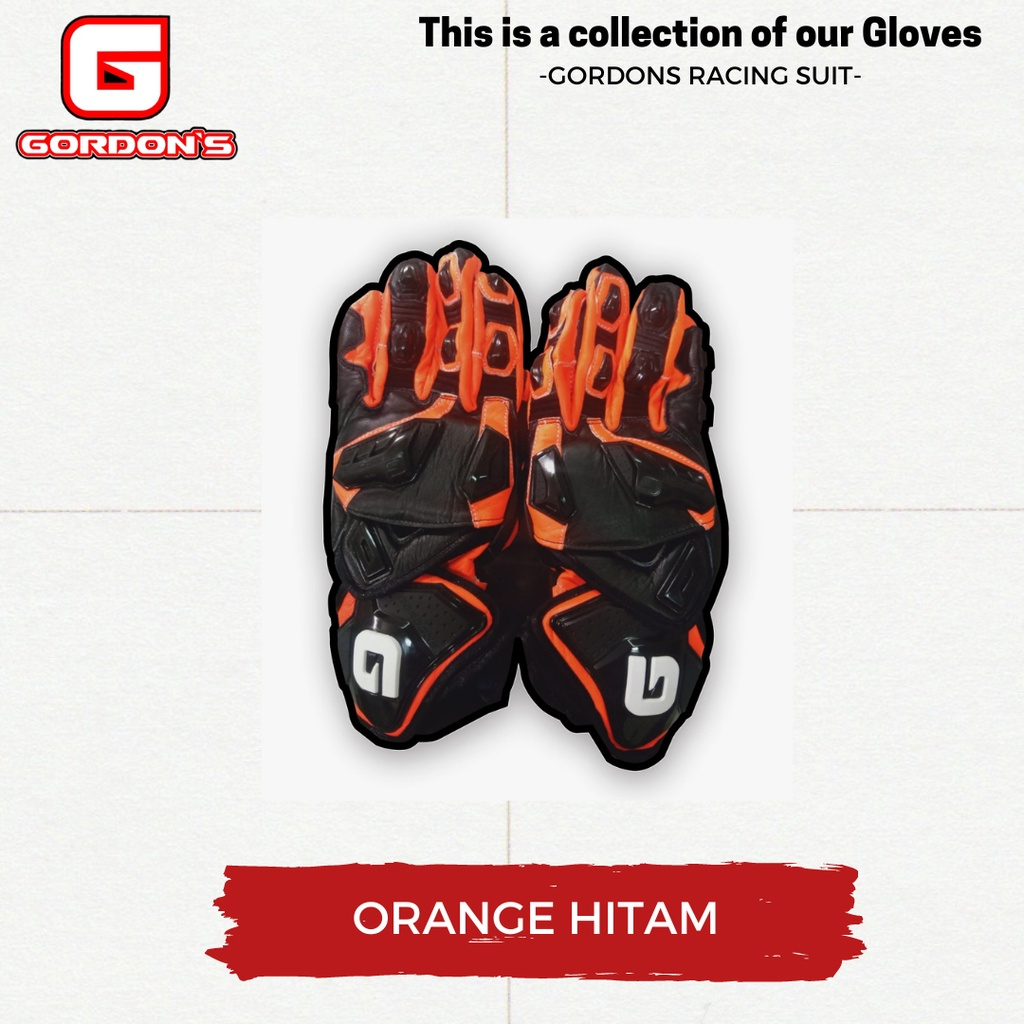 GLOVES ORANGE HITAM OFFICIAL GORDONS RACING - SARUNG TANGAN - SARUNG TANGAN TRAIL - SARUNG TANGAN MO