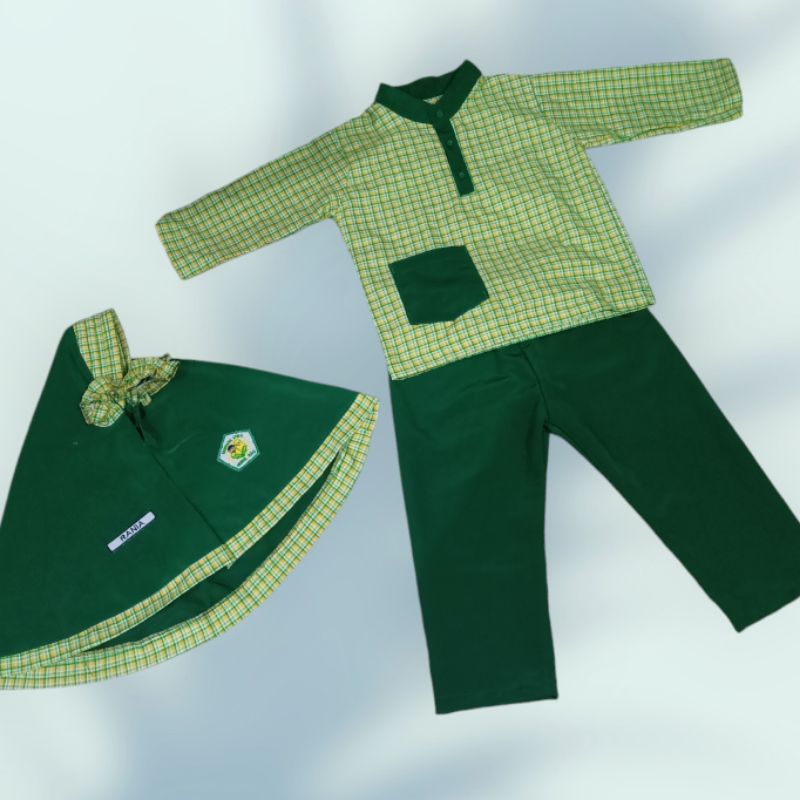 Seragam PAUD Muslim Kotak Hijau