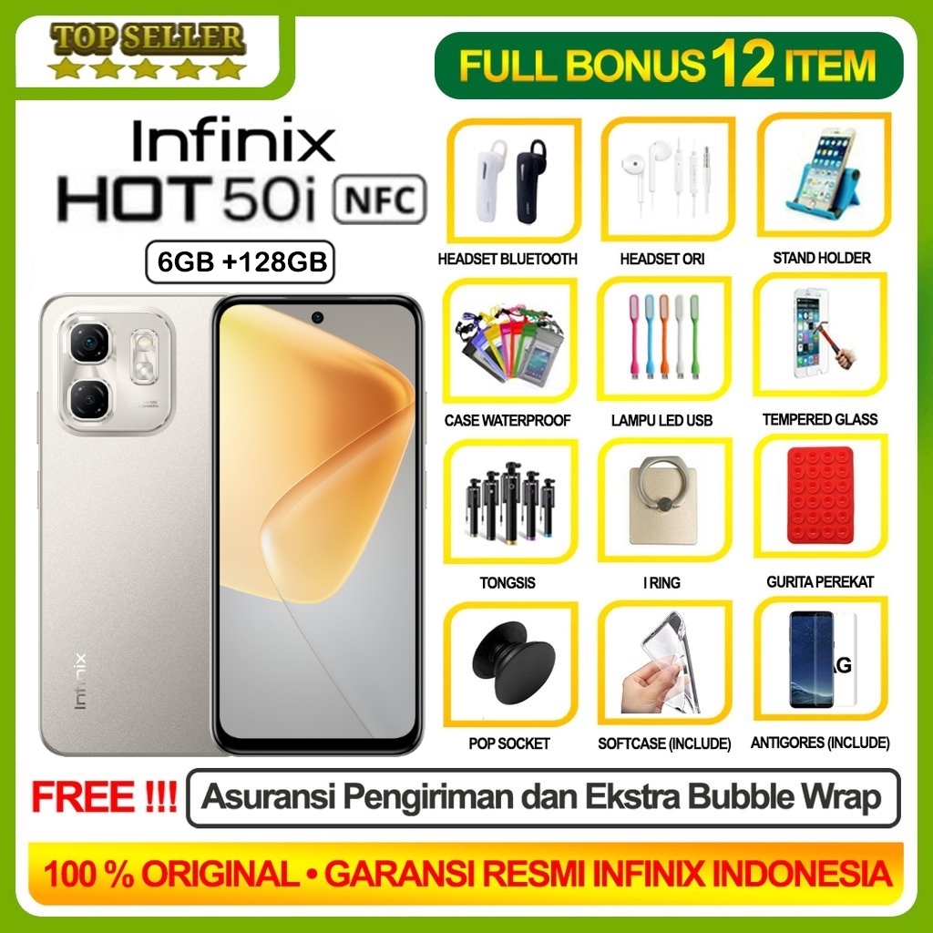 INFINIX HOT 50i NFC 6/128 GB | HOT 40i 8/256 GB RAM 8GB 6GB ROM 256GB 128GB GARANSI RESMI