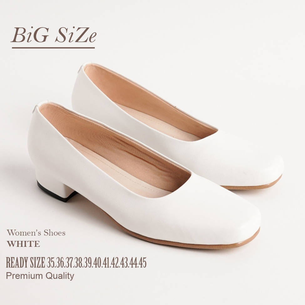 Sepatu pentofel Putih Wanita Size 35-45 Hak 3Cm/ Sepatu Suster Jumbo / Sepatu Big Size Kerja Kantor