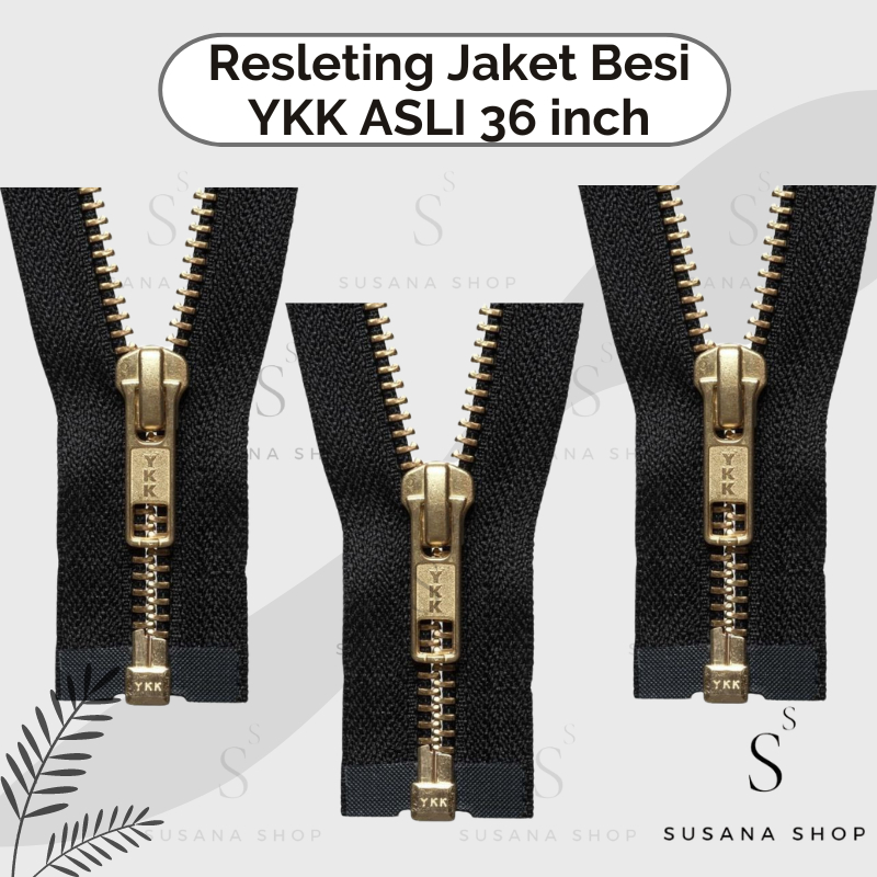 Resleting Jaket Besi YKK ASLI Bolak Balik 36 inch (90 cm) / Resleting Jaket Kuningan YKK