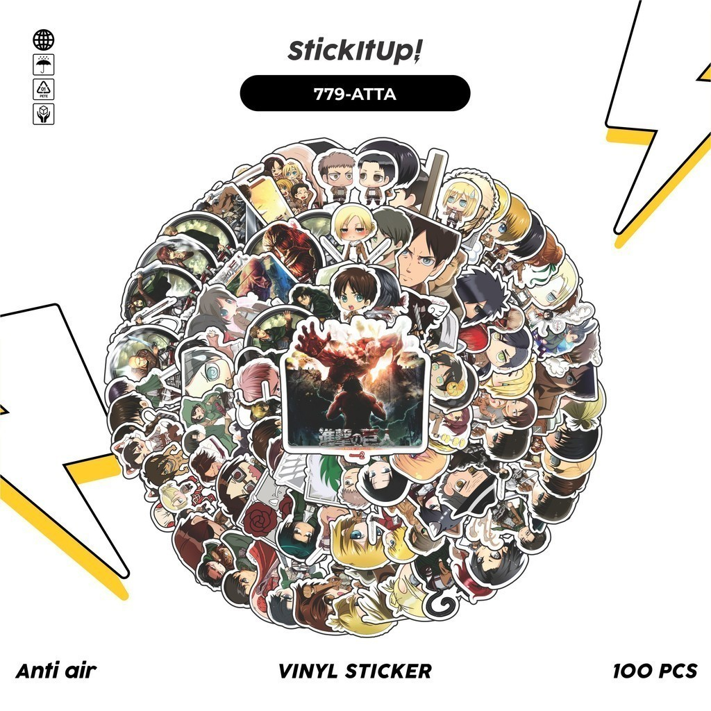 

COD✨ 100 Pcs Stiker Attack on Titan V3 Lucu Anti Air Untuk Dekorasi Notebook Sepeda Skateboard Handphone DIY