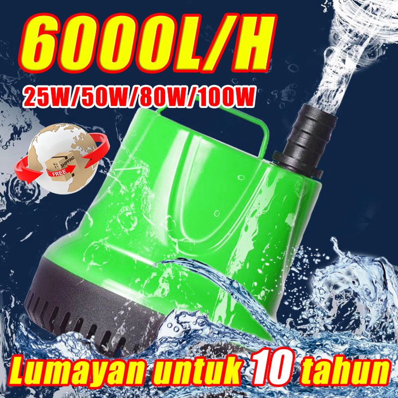 【20 tahun Tidak buruk】6000-8000L/H Pompa Air Celup Aquarium 25w 50w 80w 100w pompa akuarium pompa ai