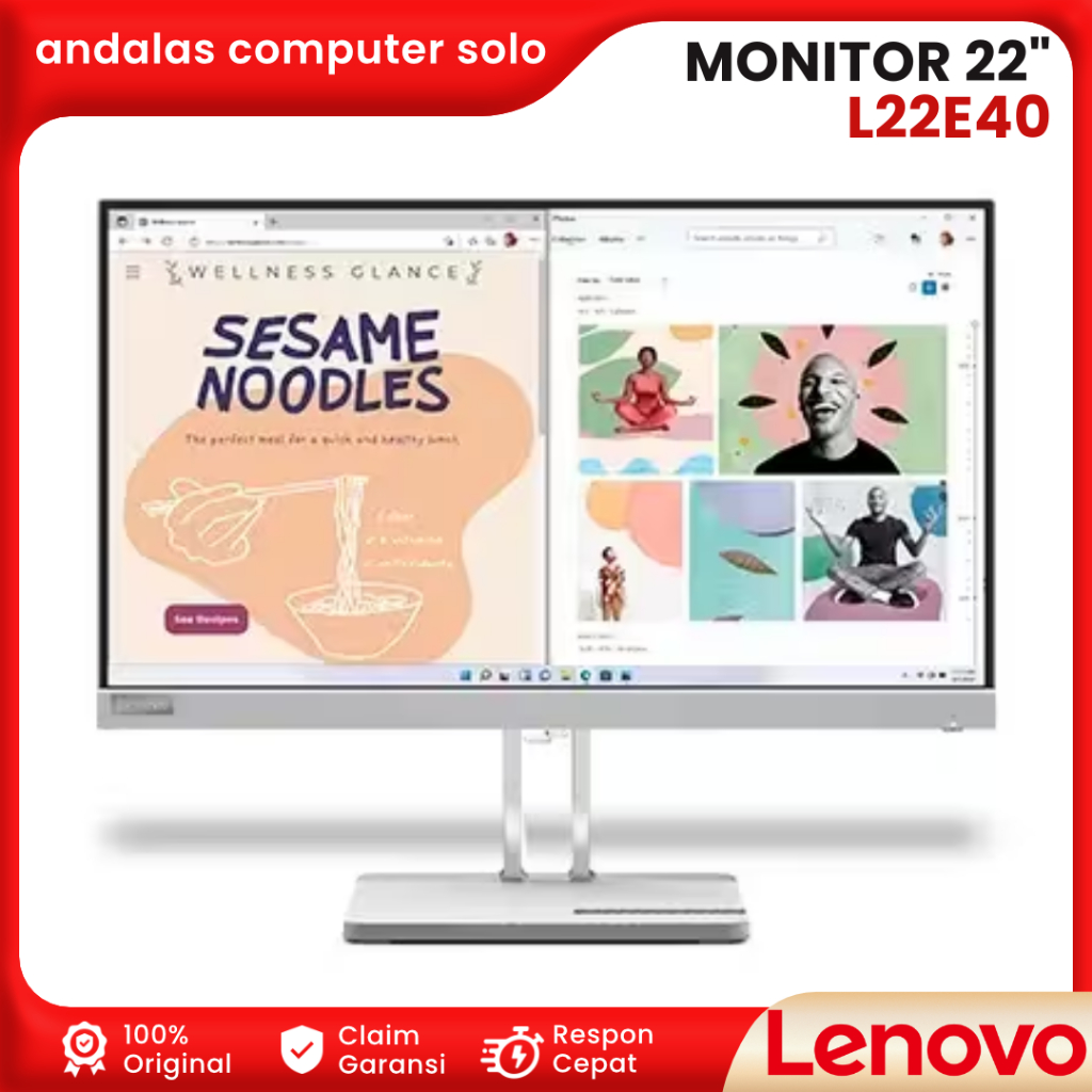 LED MONITOR 22" LENOVO L22E40 21.5inc MONITOR FHD 75Hz ULTRA SLIM DESIGN with VGA HDMI 54.61cms