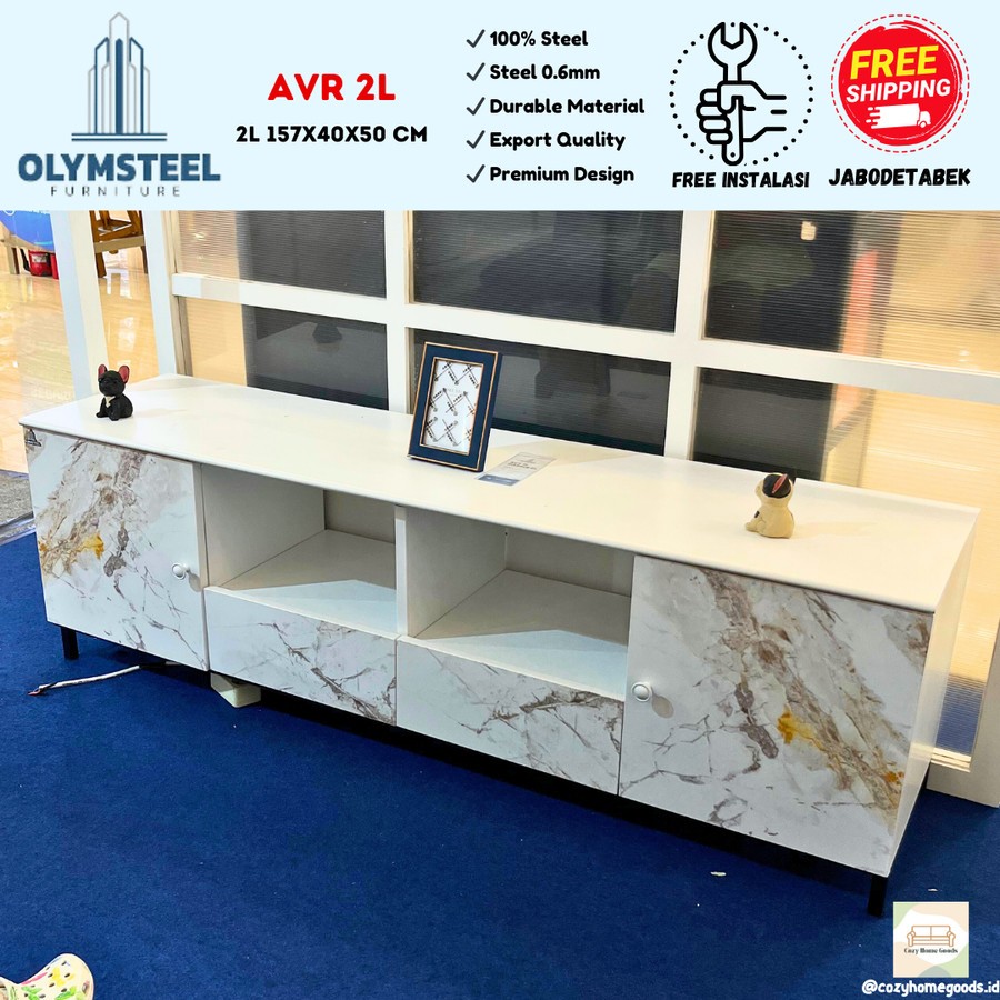 Meja TV Minimalis / Lemari Rak TV BESI Kokoh / Olympic Olymsteel AVR