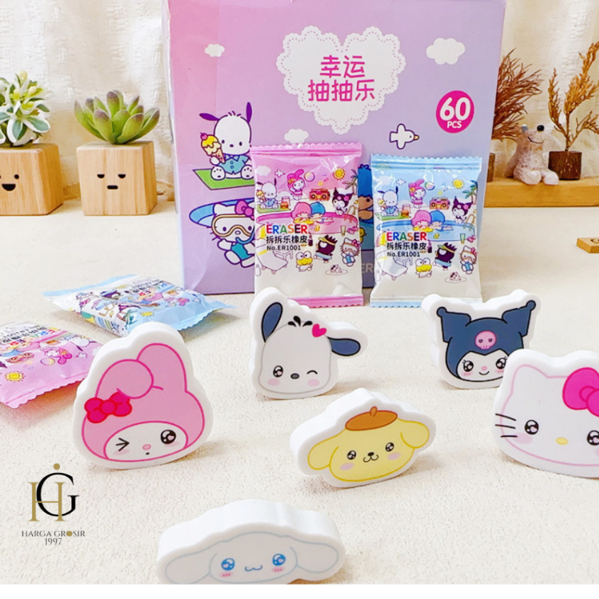 

1 BOX ISI 60 PCS PENGHAPUS MYSTERY GEPENG HAPUSAN MISTERI BOX SANRIO GEPENG MINI ERASER HAPUSAN LUCU IMUT KADO UNIK COD