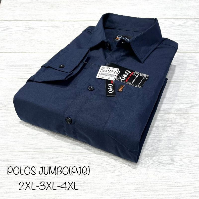 Kemeja Pria Lengan Panjang Big Size-Kemeja Polos Jumbo  2XL 3XL 4XL