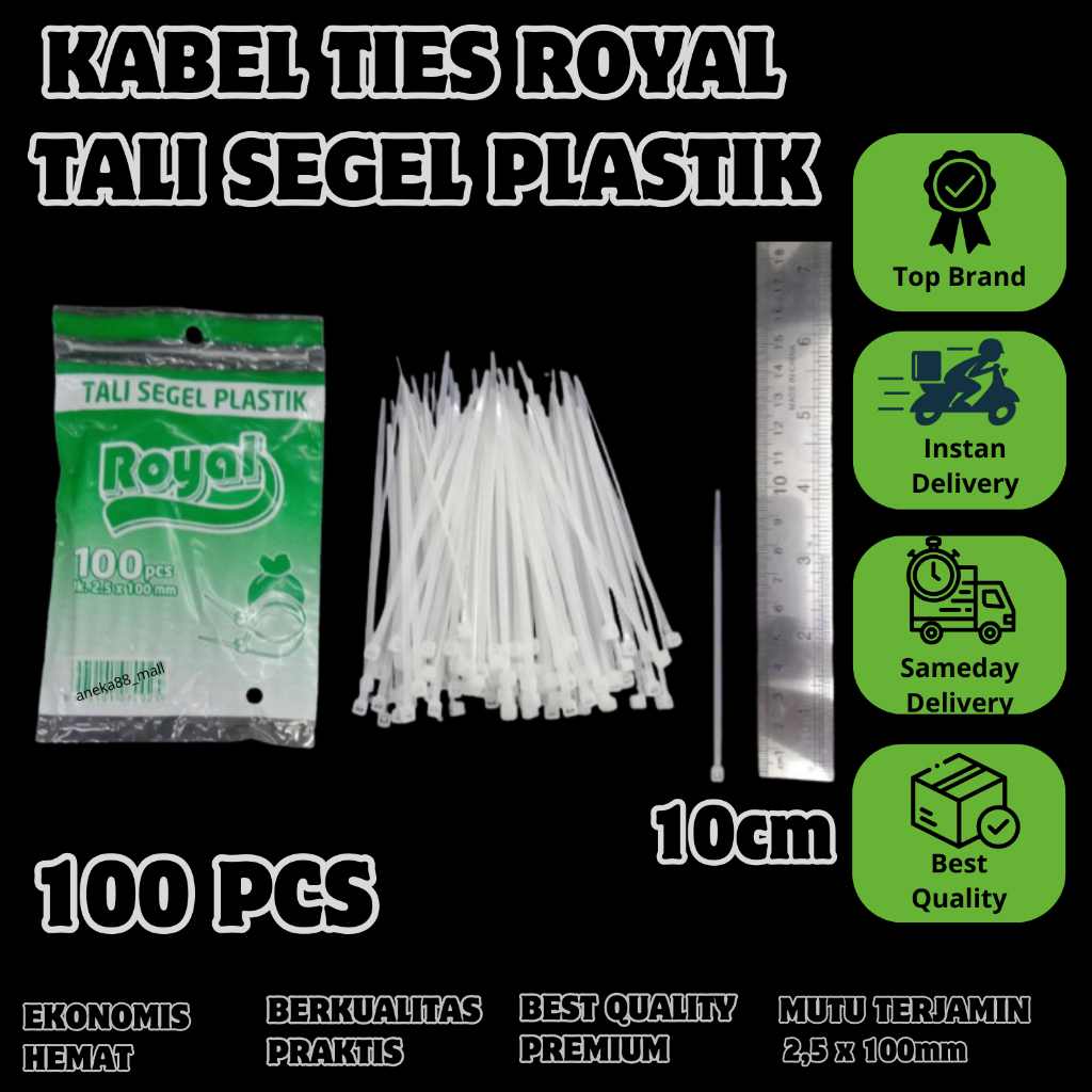 

100Pcs Kabel Ties Tali Segel Plastik Royal 2,5x100mm 10cm Cabel Tie Cable Ties Tali Segel Makanan