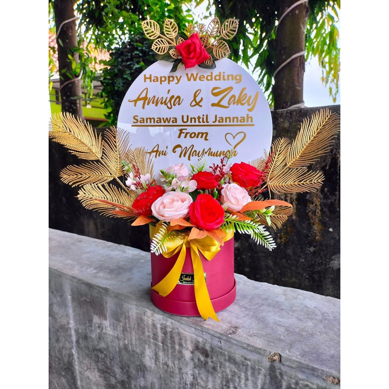 Bloom Box Papan Bunga Ucapan Selamat Akrilik Gift Kado Hadiah Ulang Tahun Wisuda Pernikahan Peresmia