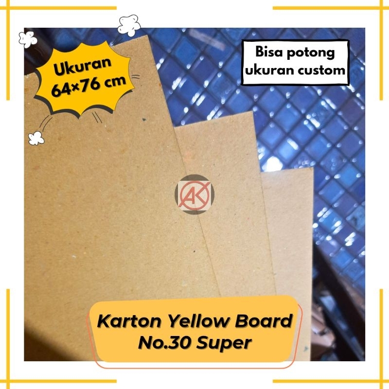 

Karton Yellow Board No.30 Super lembaran 64x76 cm | Tebal 2mm (Bisa potong custom, cek deskripsi)