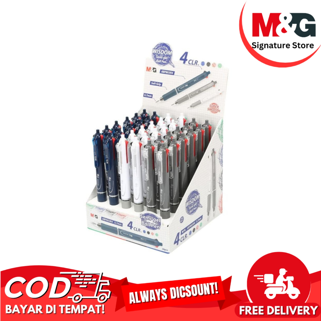 

Pulpen 4 Warna M&G Pen 4 Colors Wisdom Ballpoint Semi Gel Mix Tip 0.7 mm #ABP803R4 864