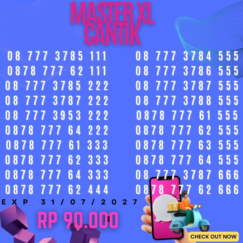 Nomor Cantik XL Master Double Triple harga 90ribu