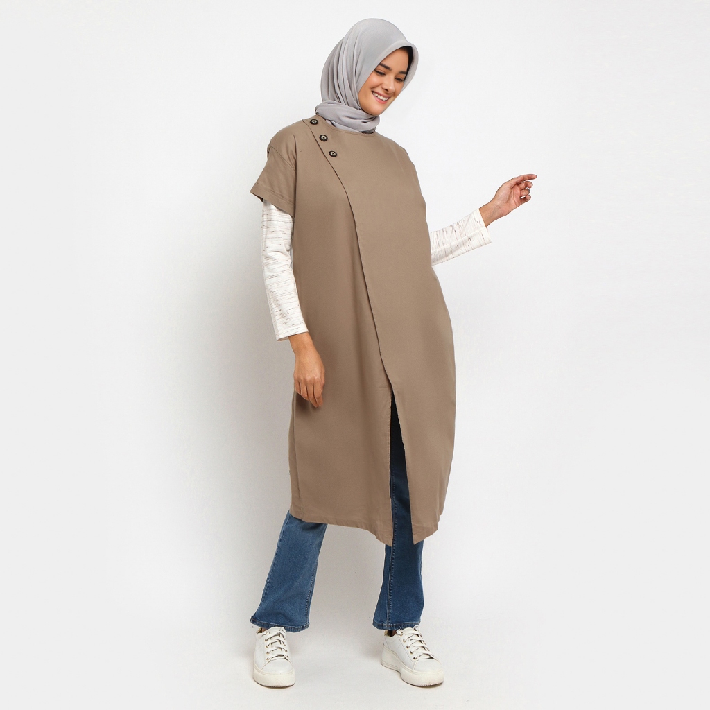 Flamoush Fawnia Brown Kemeja Casual Wanita