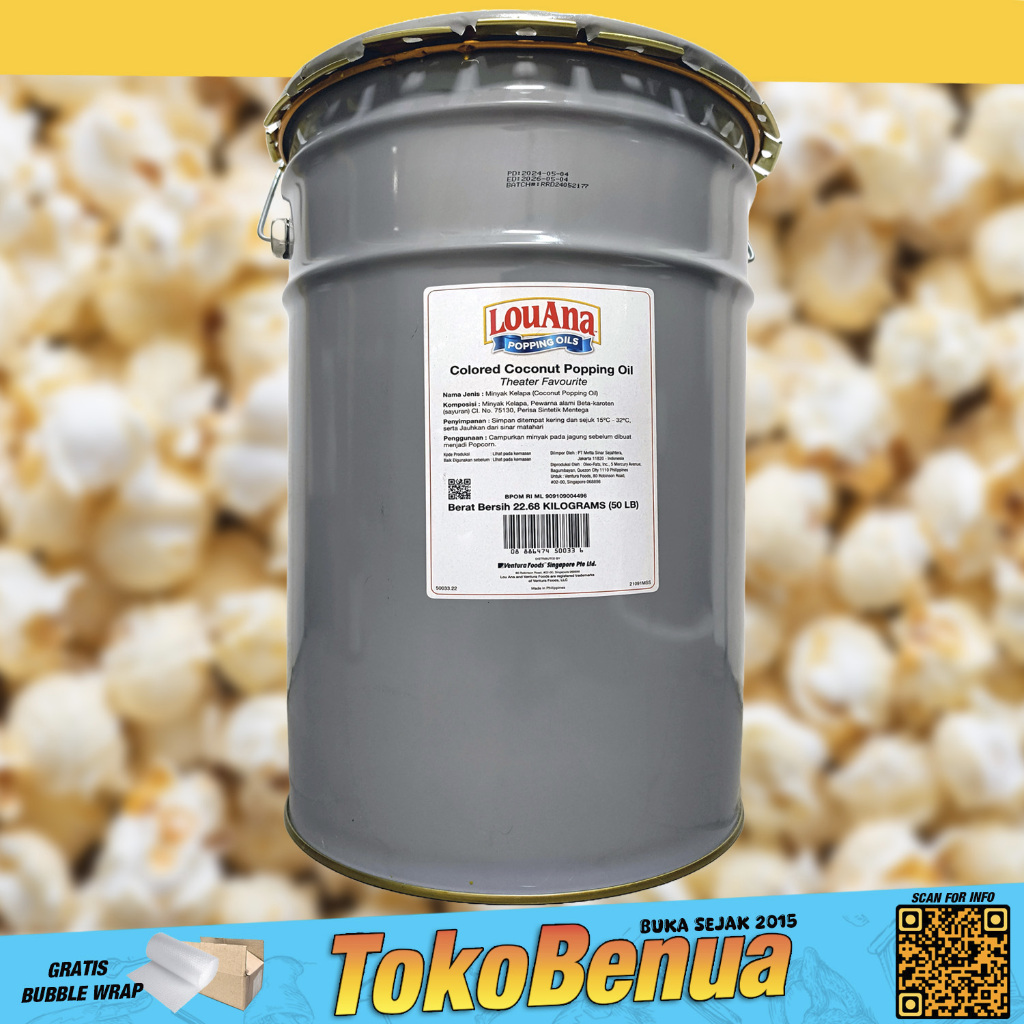 

Minyak untuk membuat Popcorn LouAna Popping Oil 22 Kg 50 lbs