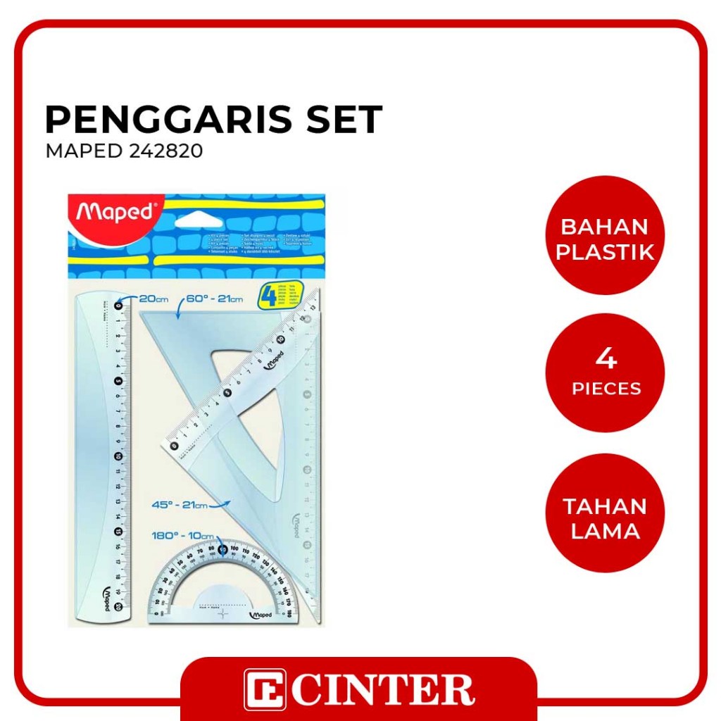 

MAPED - RULER / PENGGARIS PLASTIK / PENGGARIS CRISTAL MEDIUM ISI 4 SET 242820