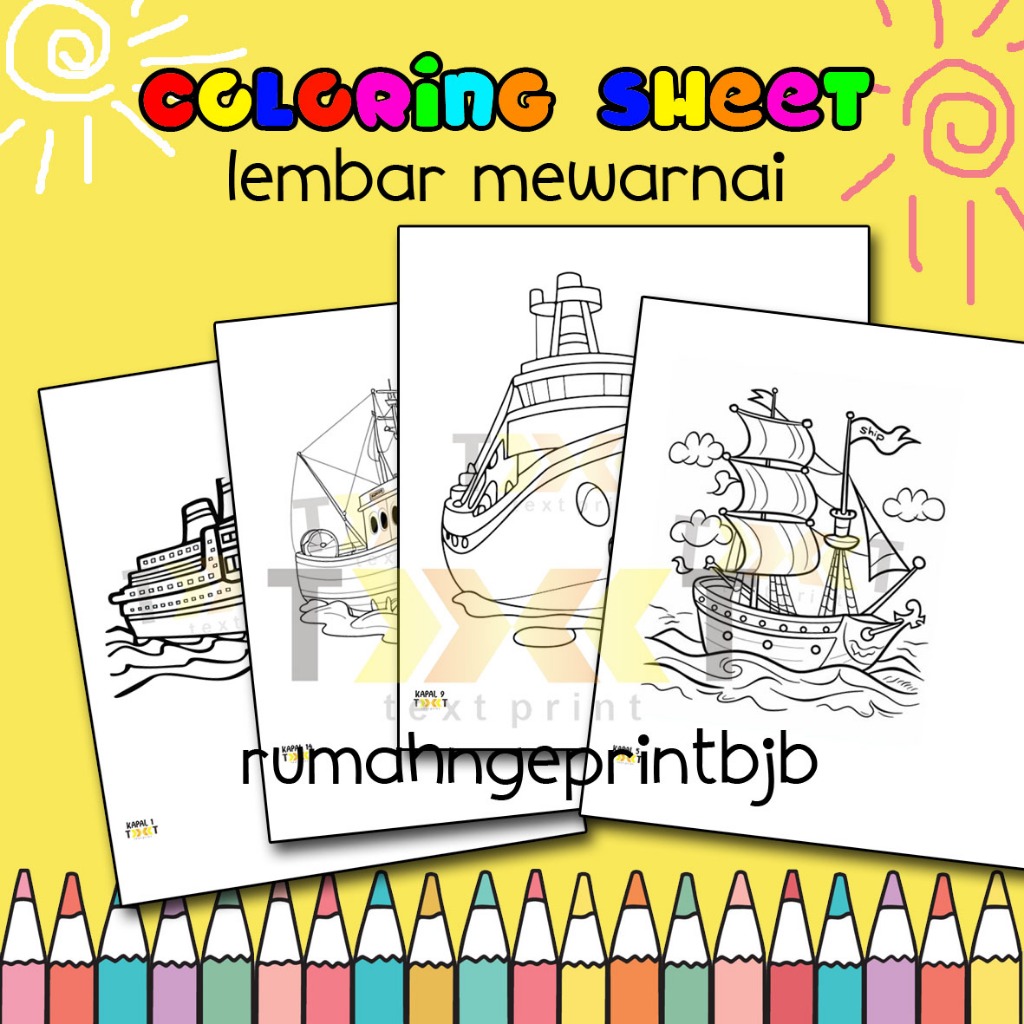 

Kertas Gambar Mewarnai A4 TEMA KAPAL - (Coloring Sheet) Anak usia PAUD TK SD