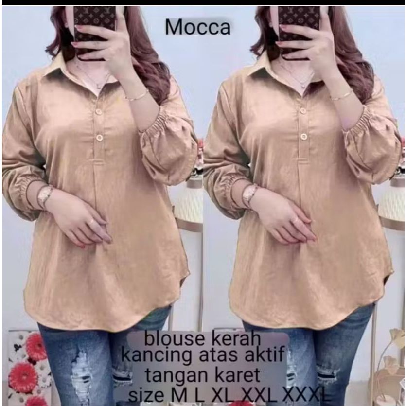 NAGITA TOP KEMEJA BLOUSE CRINCLE AIR FLOW//ATASAN WANITA SIZE STANDART DAN JUMBO