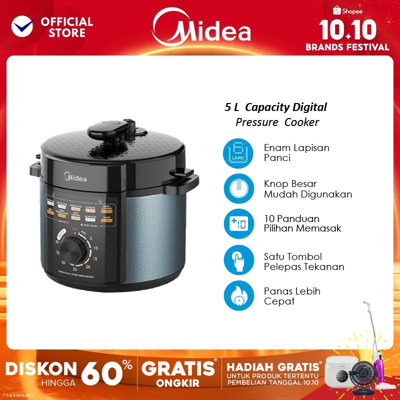 [NEW ARRIVAL] Midea Electrical Pressure Cooker - MPM50010AMG - 6 Layer Inner Pot / 11 in 1