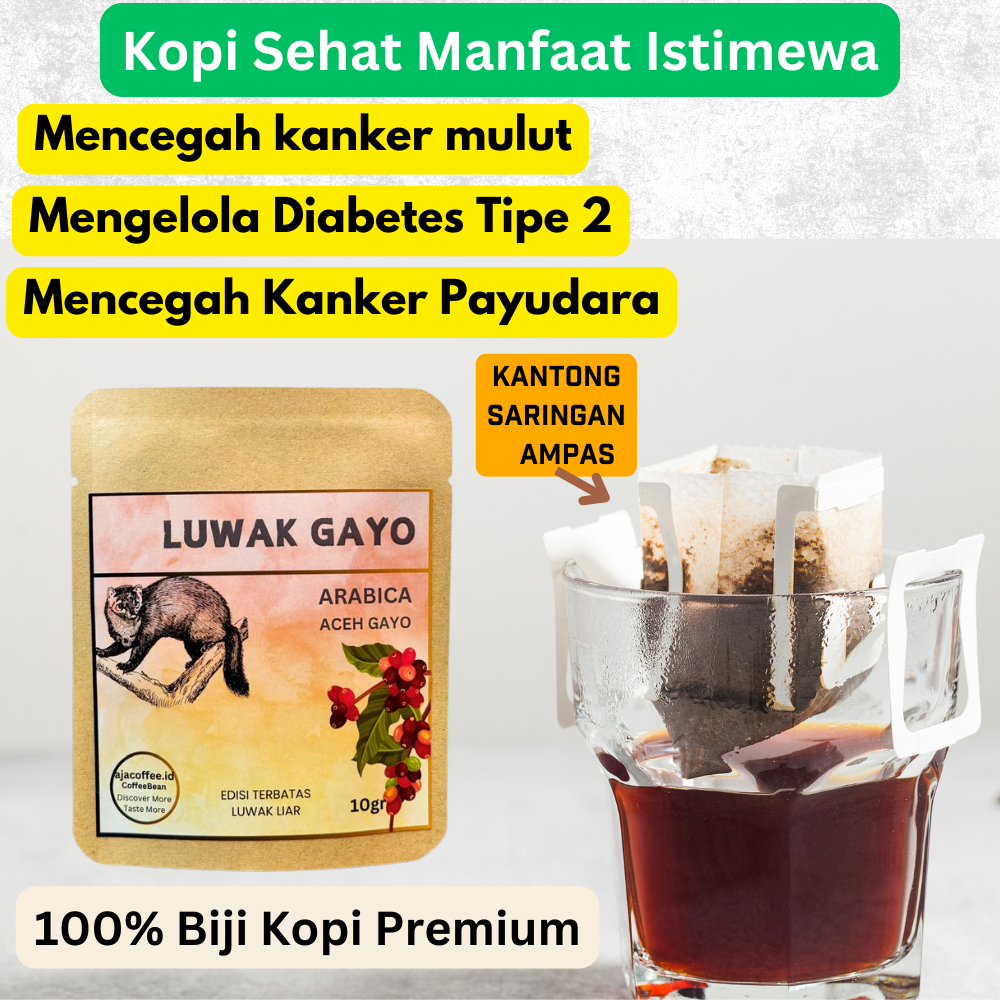 

kopi sachet drip bag Arabika Luwak Gayo / coffee sachet Arabika Luwak Gayo 10gr ajacoffee