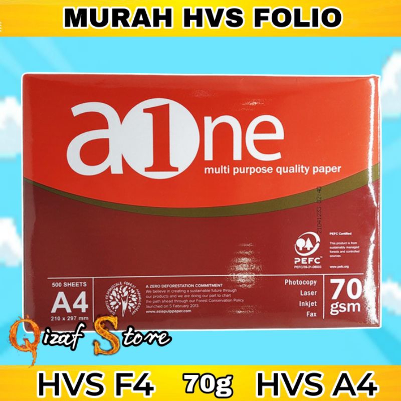 

A4 F4 HVS AONE 70g 1 rim 500lembar