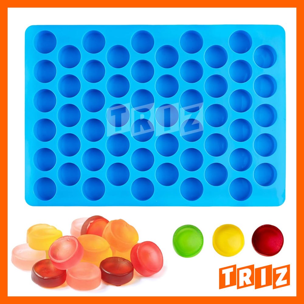 Cetakan Silikon Kue Coklat Permen Puding Jelly Es Silinder Bulat Kecil, Silicone Mold Gummy 55 Cavit