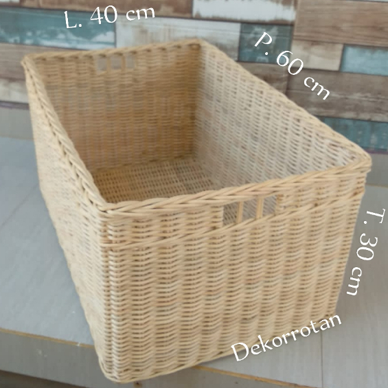 Keranjang persegi panjang rotan besar jumbo laundry murah keranjang laci wadah mainan penyimpanan ba