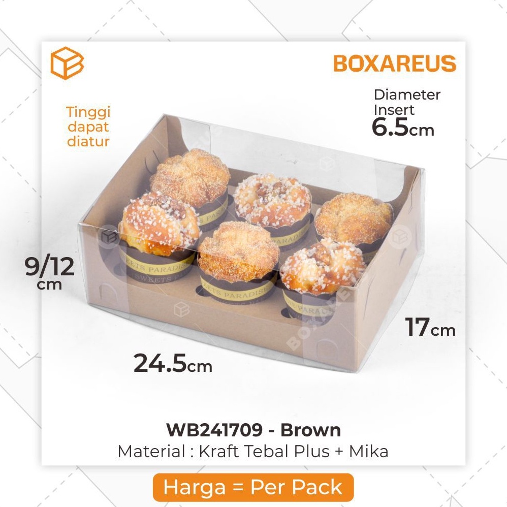 

BOX CUPCAKE ISI 6 Packaging ffin Kotak Bolu Kue Roti WB24179 1 pcs