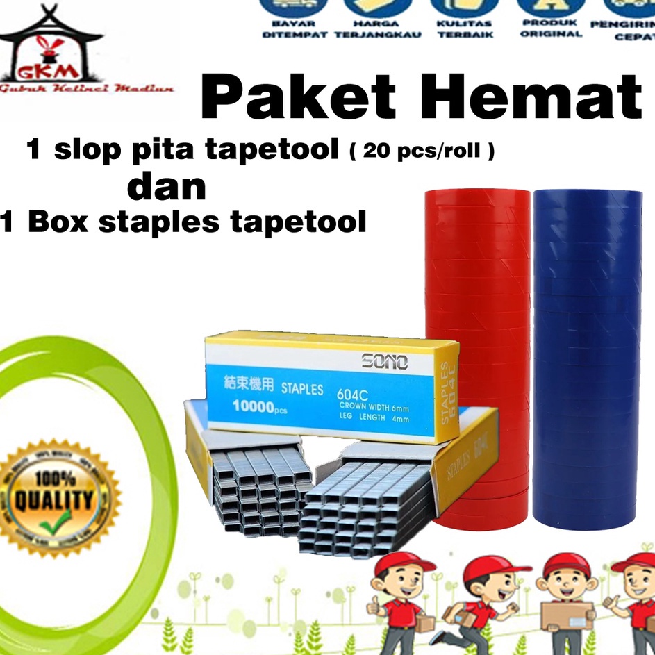 

Sekarang Hadir Paket Hemat 1 Slop Pita Tapetool Isi 2 Rol Dan 1 Box Staples Tapetool Isi 1