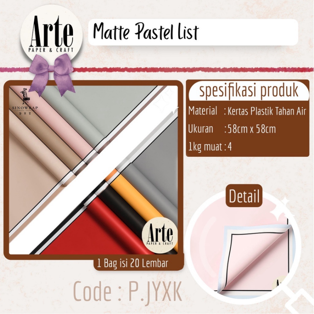

2 Lembar Cellophane Matte Pastel List Kes Buket Korea Bunga Flower Wrapg Paper Kado Arte Grosir Jaka PJYXK