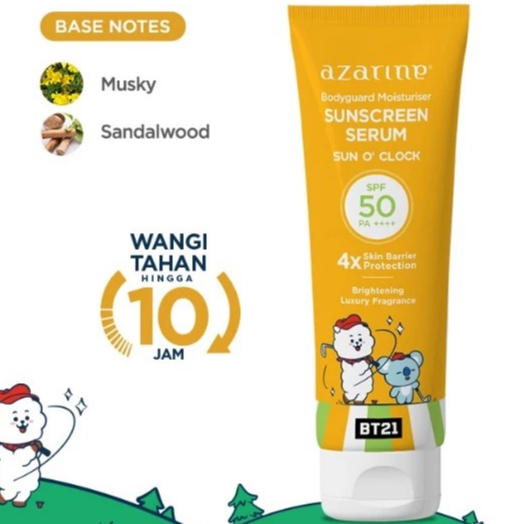 [100% Original] Azarine BT21 Body Guard Moisturizer Sunscreen Serum Sun O' Clock 100ml