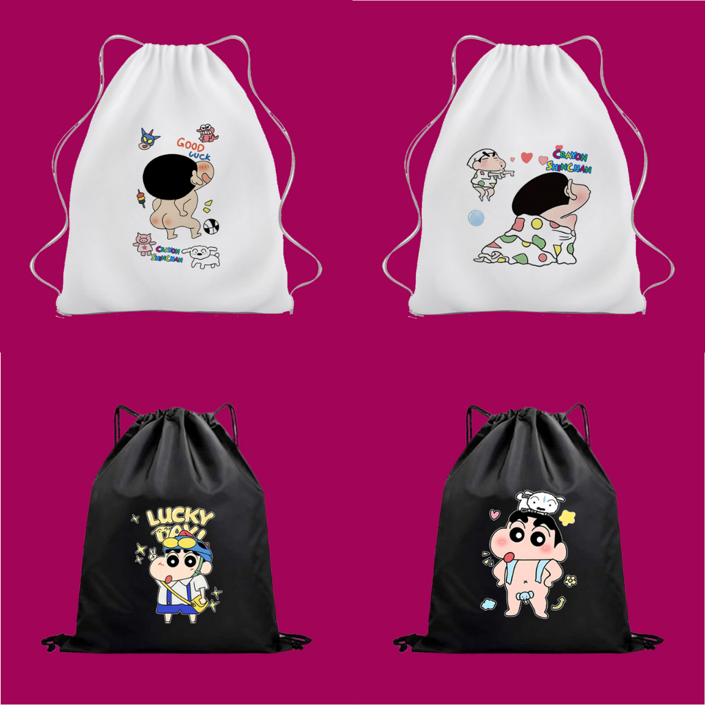 Tas Serut Anti Air String Bag Kartun Crayon Shinchan Tas Sekolah Tas Ransel Tas Kerja Goodiebag