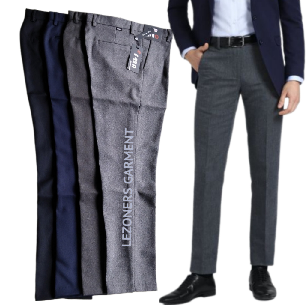 F 42 AF - Celana Bahan Pria Kerja Kantor Panjang Celana Formal Ayah dan Anak Celana Kain Hitam Anak 
