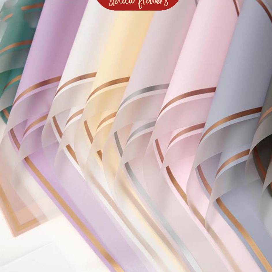 

Paling Terkini 2 LEMBAR Kertas Bunga Buket Gold Frame Transparan Pastel Flower Wrapping Paper Cellophane KB613