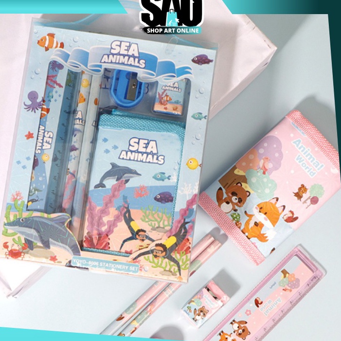 

Pusat Grosir SAO S5926 Set Alat Tulis Stationery Set 6in1 Set School For Child Writing Gift Eraser Ruler Paket Alat Tulis Dompet Anak
