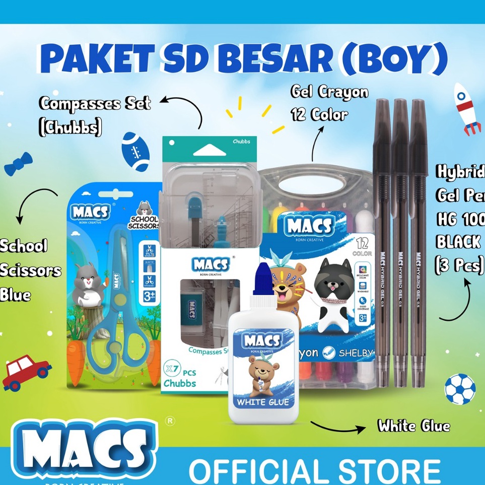 

First Sale MACS Paket SD Besar Crayon Pensil Paket Sekolah