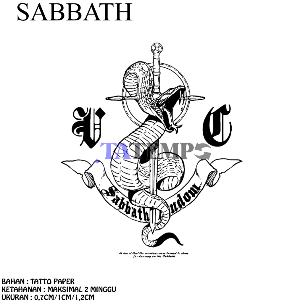 TATEMPO tato temporer - WINDBREAKER/SABBATH LOGO/SABBATH/DOM KANG