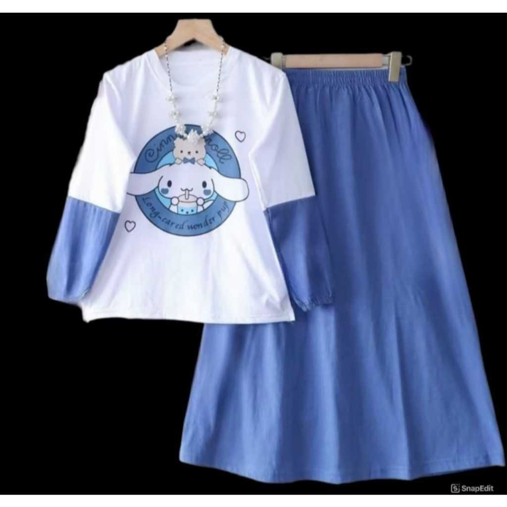 BEST SELLER SETELAN BAJU MUSLIM ANAK BAHAN CRINKLE AIRFLOW DAN ROK CINAMORAL SET KIDS SET ROK ANAK