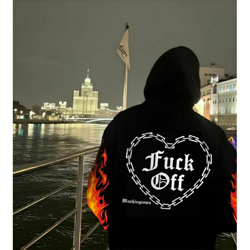 SWEATER HOODIE BOXY OVERSIZE DARKSIDE BLACK HOODIE pria wanita OVERSIZE