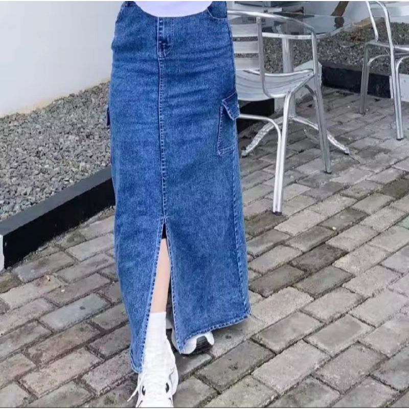 Rok span jeans cargo jumbo